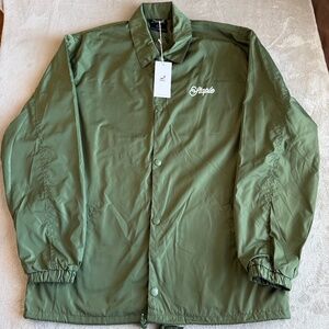 Staple Pigeon Mens Windbreaker Jacket Size Large Green Snap Button NWT